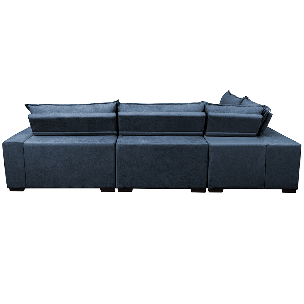 Sofa de Canto Retrátil e Reclinável com Molas Cama inBox Oklahoma 3,85X2,61 ou 2,61X3,85 Azul