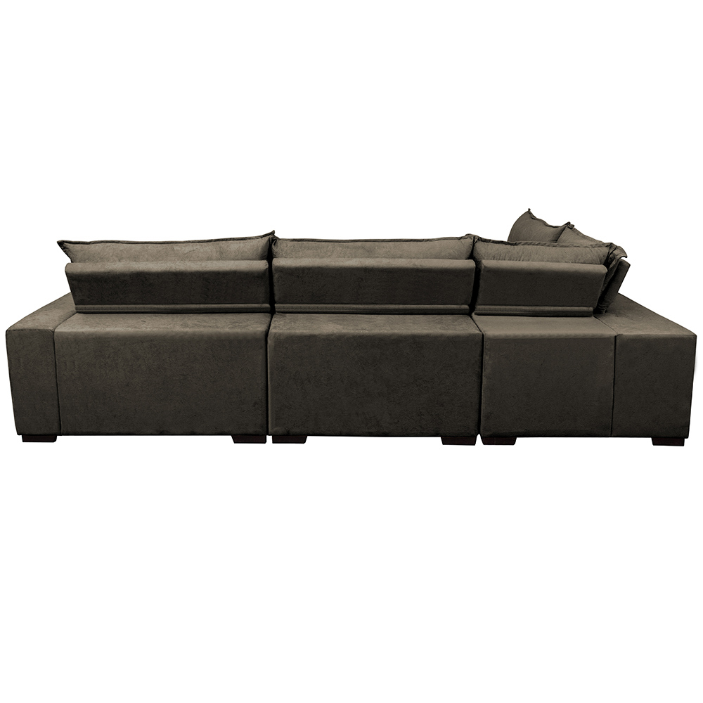 Sofa de Canto Retrátil e Reclinável com Molas Cama inBox Oklahoma 3,85X2,61 ou 2,61X3,85 Café