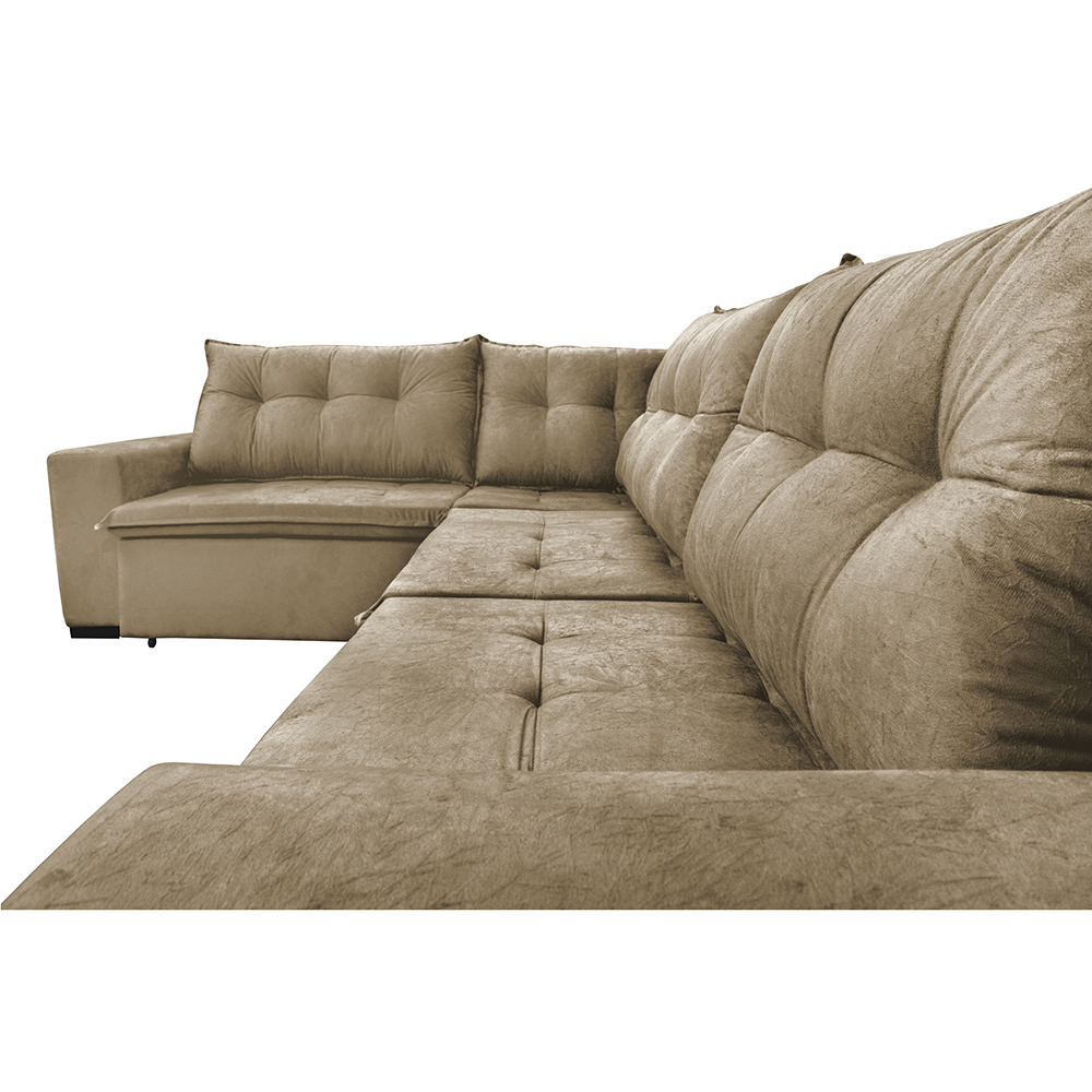 Sofa de Canto Retrátil e Reclinável com Molas Cama inBox Oklahoma 3,85X2,61 ou 2,61X3,85 Castor
