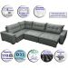 Sofa de Canto Retrátil e Reclinável com Molas Cama inBox Oklahoma 3,85X2,61 ou 2,61X3,85 Cinza