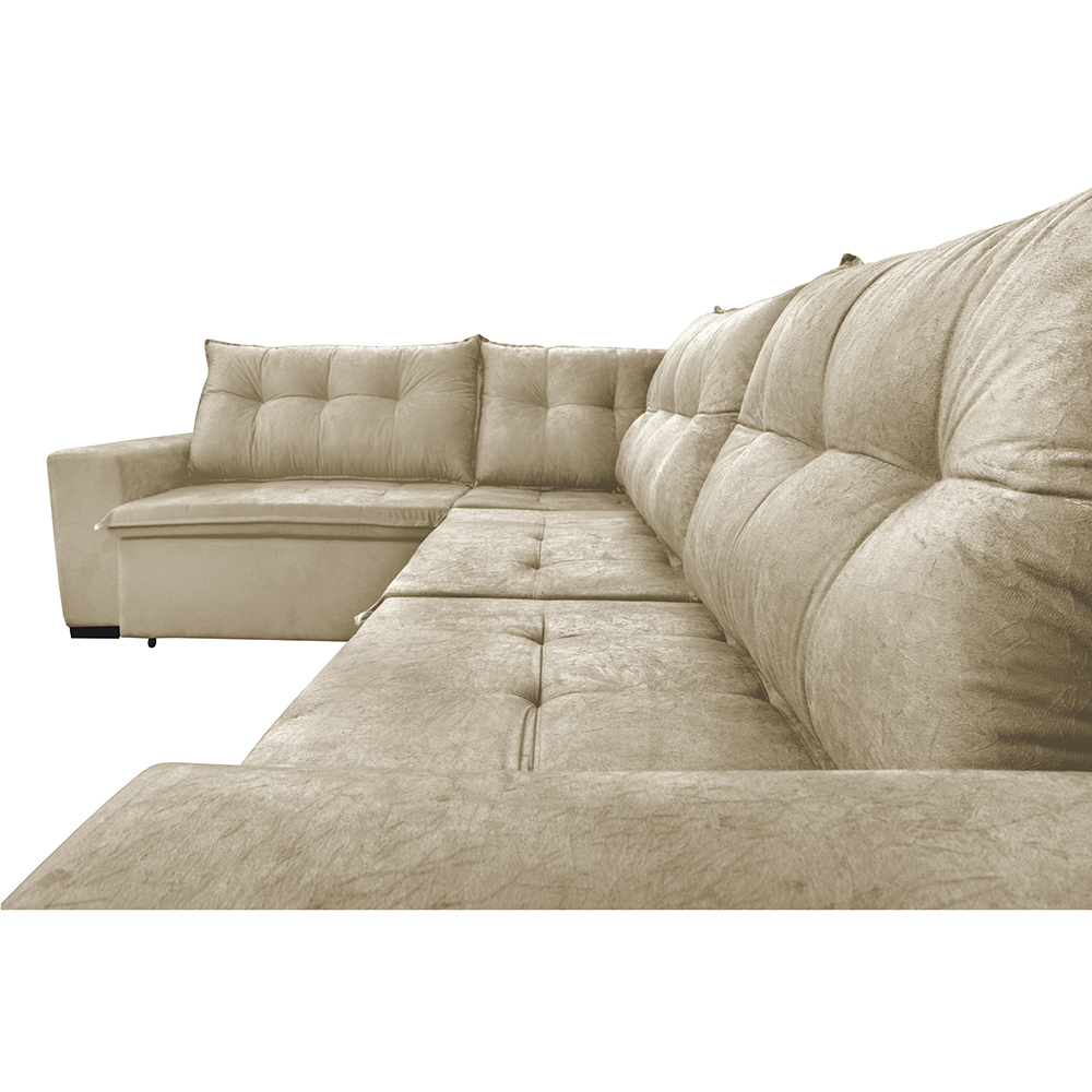 Sofa de Canto Retrátil e Reclinável com Molas Cama inBox Oklahoma 3,85X2,64 ou 2,64X3,85 Bege