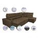 Sofa de Canto Retrátil e Reclinável com Molas Cama inBox Platinum 3,00x2,36 Tecido Suede Café