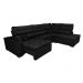 Sofa de Canto Retrátil e Reclinável com Molas Cama inBox Platinum 3,00x2,36 Tecido Suede Preto