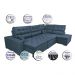 Sofa de Canto Retrátil e Reclinável com Molas Cama inBox Platinum 3,40x2,36 Tecido Suede Azul