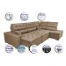 Sofa de Canto Retrátil e Reclinável com Molas Cama inBox Platinum 3,40x2,36 Tecido Suede Castor