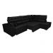 Sofa de Canto Retrátil e Reclinável com Molas Cama inBox Platinum 3,40x2,36 Tecido Suede Preto
