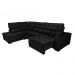 Sofa de Canto Retrátil e Reclinável com Molas Cama inBox Platinum Esquerdo 3,00x2,36 Suede Preto