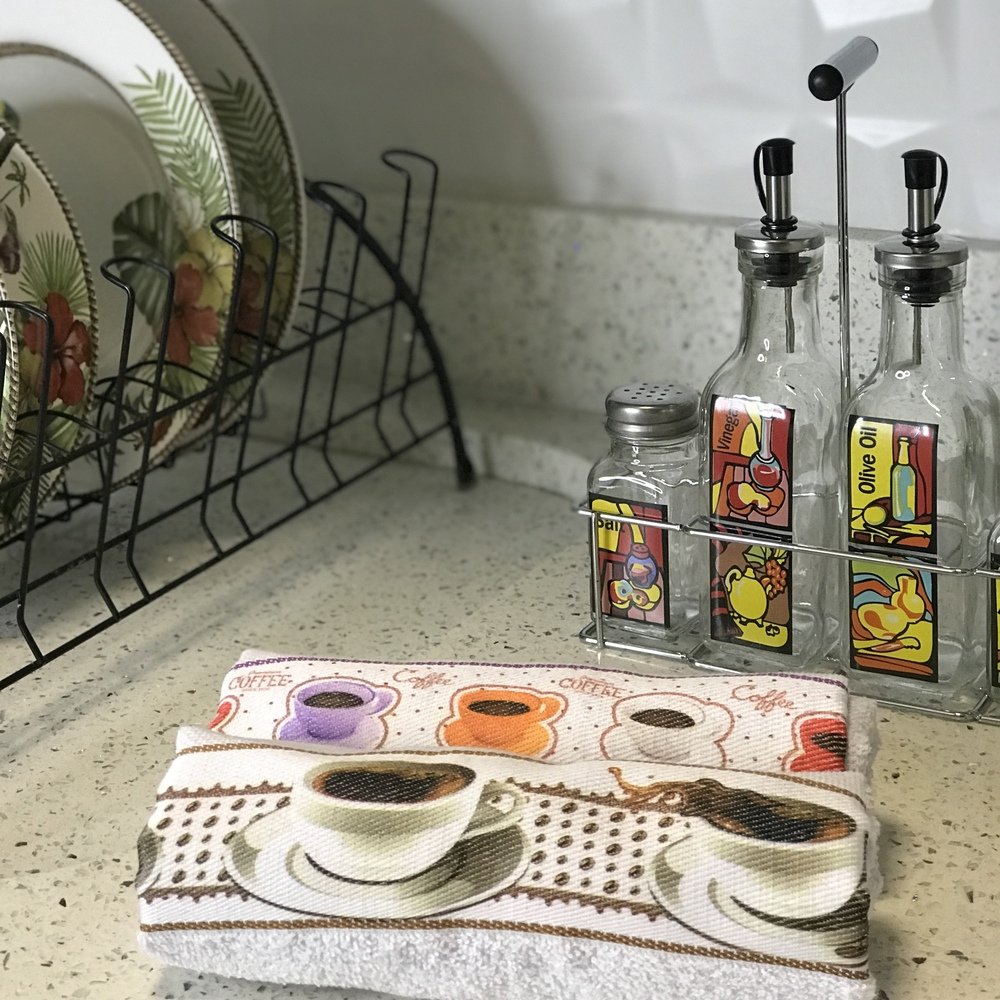 Kit 5 Pano de Louça Gourmet - Utensilio de Cozinha 100% Algodão - Pano de Copa Estampado - Casa da Toalha