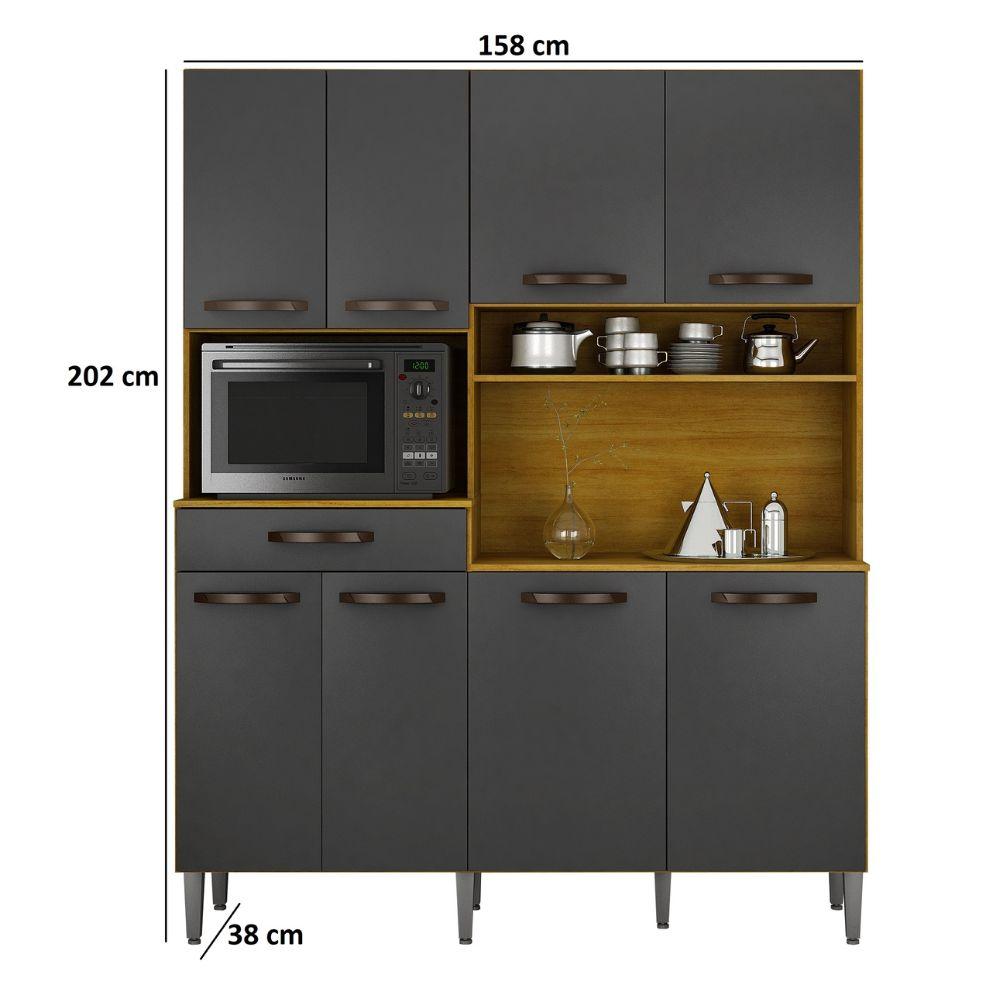 Armário de Cozinha Pratic 8 Portas e 1 Gaveta CHF Cinamomo Grafite