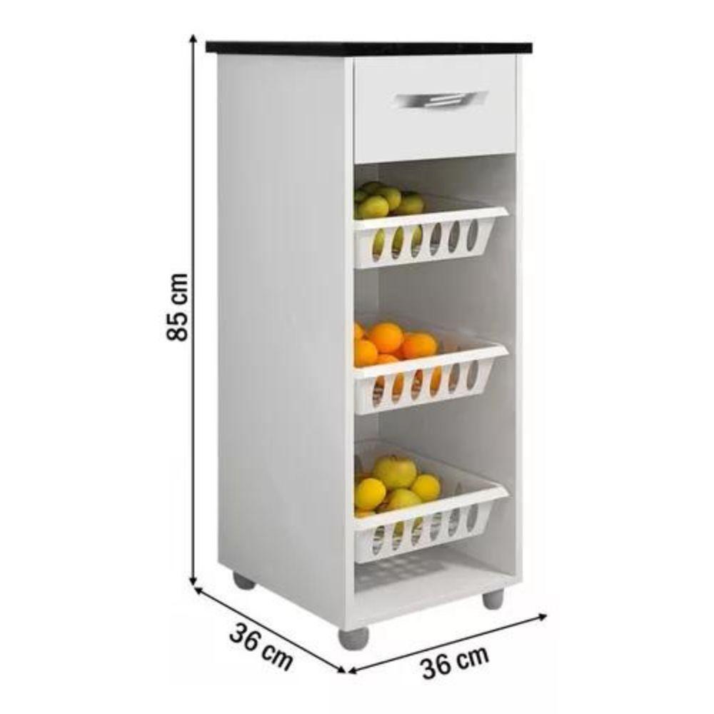 Balcão com Fruteira Mini Croácia 1 Gaveta CHF Branco