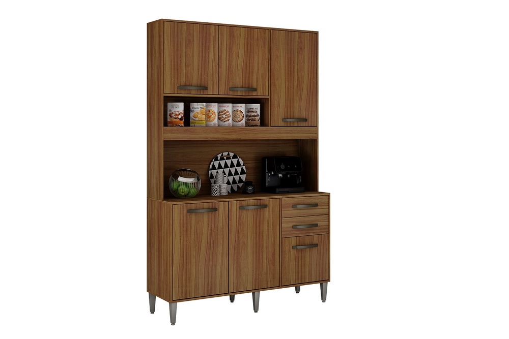 Armário para Cozinha 5 Portas 2 Gavetas Cristal Style CHF Moveis Carvalho
