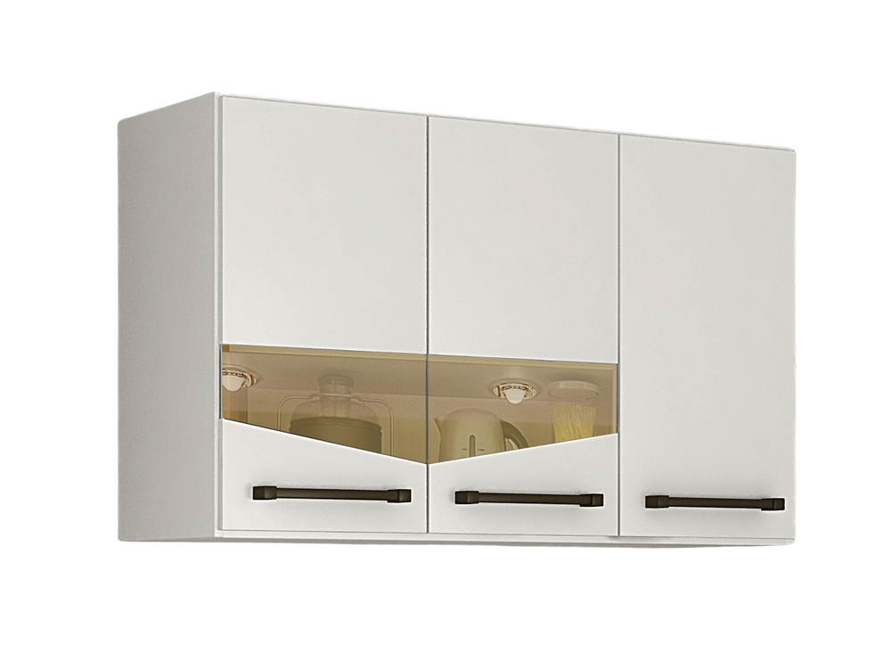 Armario Aereo 3 Portas 2 Prateleiras Livia CHF Moveis Branco