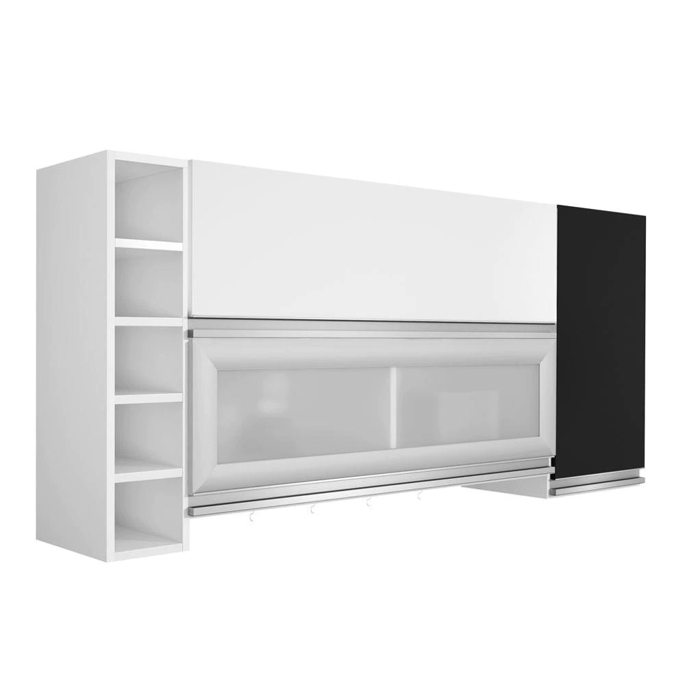 Armario Aereo 3 Portas Adega Ebano CHF Moveis Branco