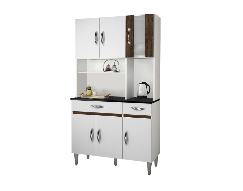 Armario Cozinha 6 Portas 2 Gavetas Ventura CHF Moveis Branco/Imbuia