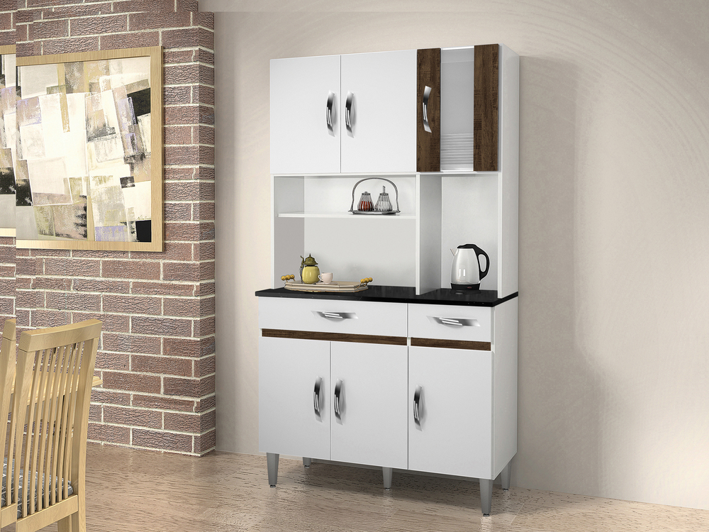 Armario Cozinha 6 Portas 2 Gavetas Ventura CHF Moveis Branco/Imbuia