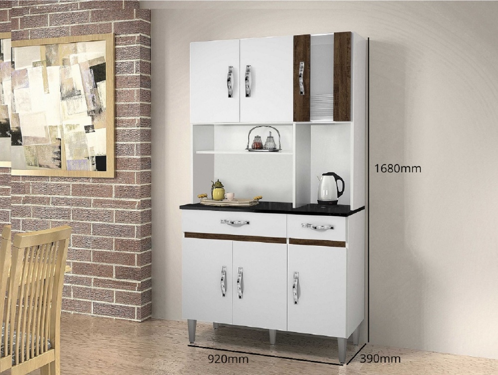 Armario Cozinha 6 Portas 2 Gavetas Ventura CHF Moveis Branco/Imbuia