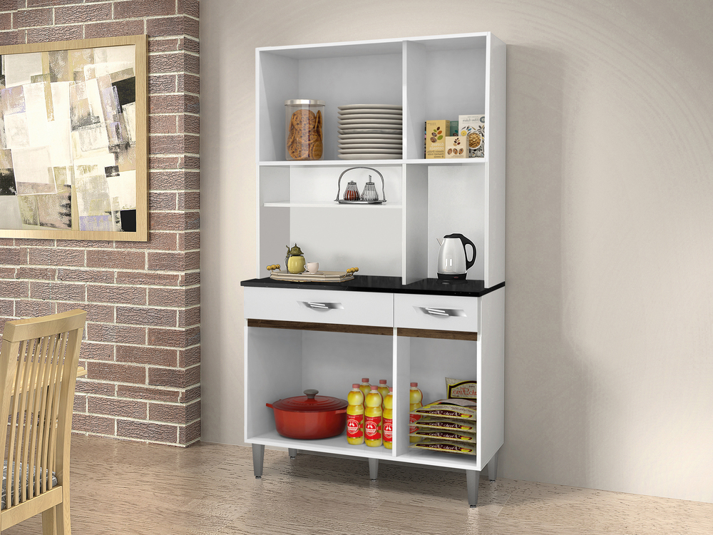 Armario Cozinha 6 Portas 2 Gavetas Ventura CHF Moveis Branco/Imbuia