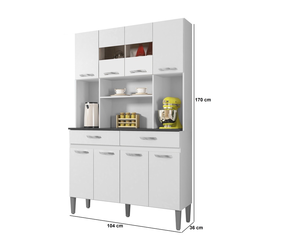 Armario de Cozinha 8 Portas 2 Gavetas Onix CHF Moveis Branco
