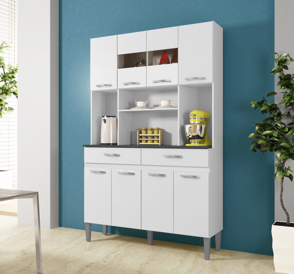 Armario de Cozinha 8 Portas 2 Gavetas Onix CHF Moveis Branco