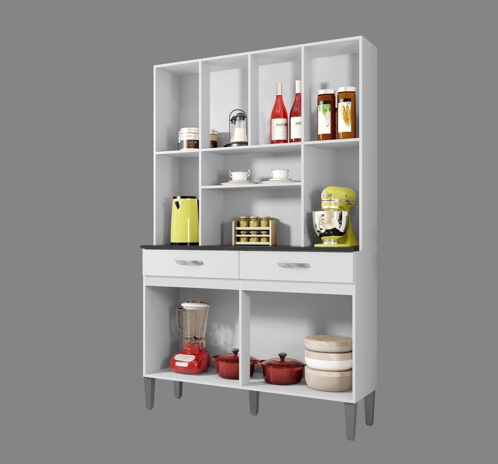 Armario de Cozinha 8 Portas 2 Gavetas Onix CHF Moveis Branco