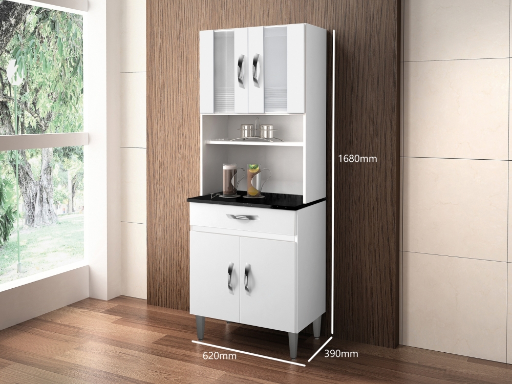 Armario de Cozinha Ventura 4 Portas 1 Gaveta CHF Moveis Branco