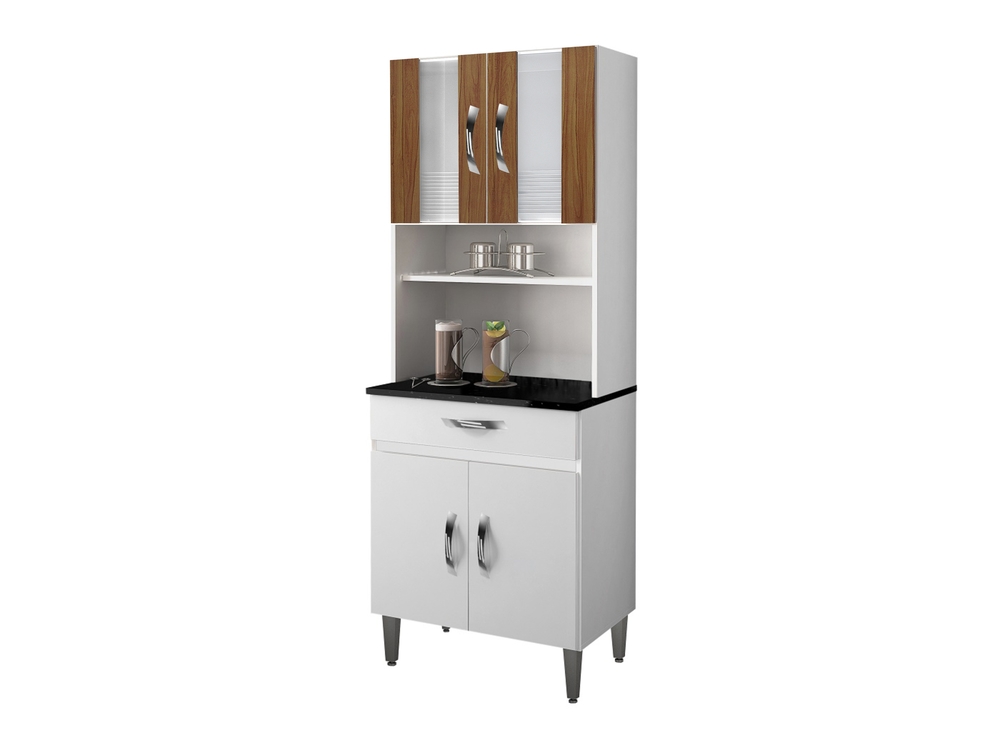 Armario de Cozinha Ventura 4 Portas 1 Gaveta CHF Moveis Branco/Carvalho