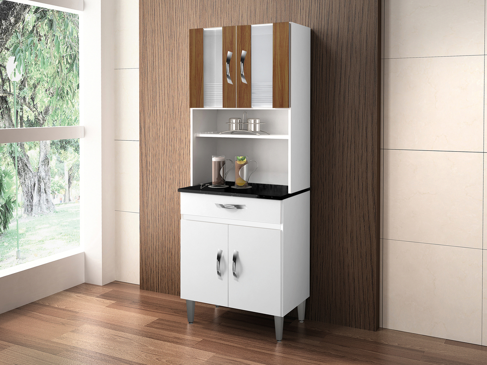 Armario de Cozinha Ventura 4 Portas 1 Gaveta CHF Moveis Branco/Carvalho