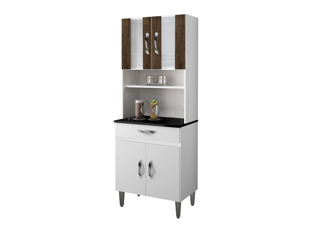 Armario de Cozinha Ventura 4 Portas 1 Gaveta CHF Moveis Branco/Imbuia