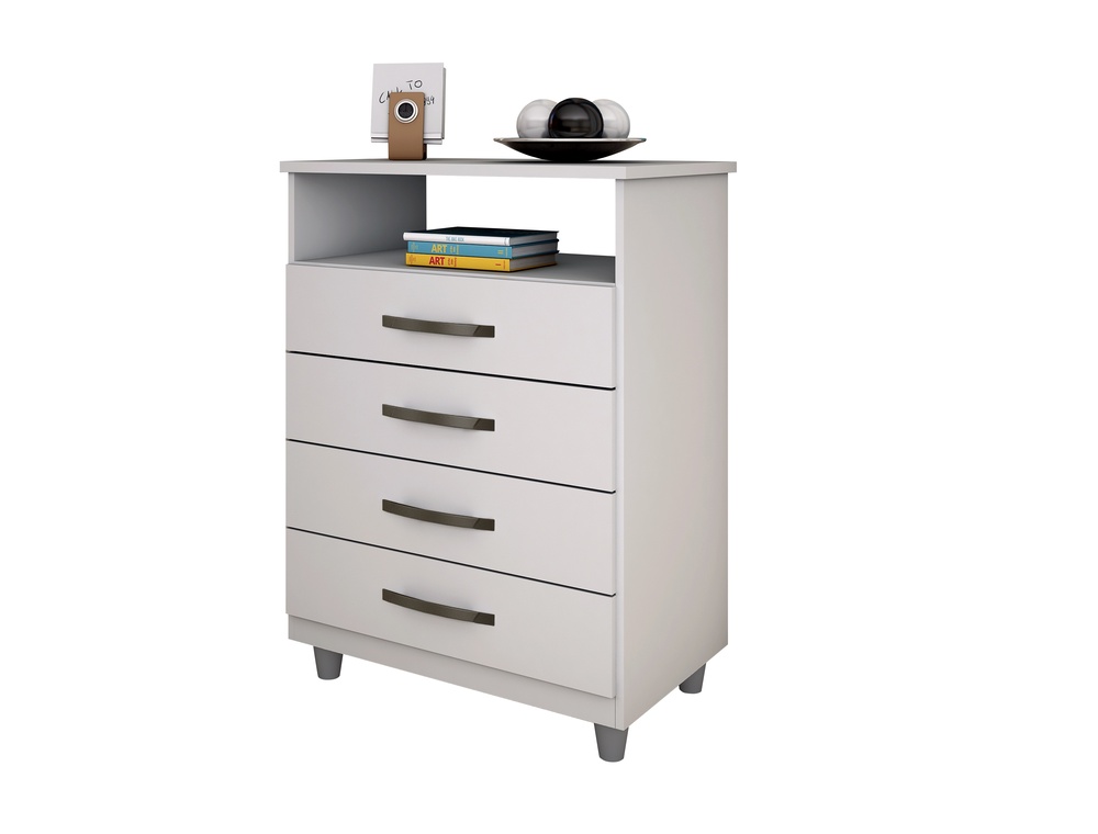 Comoda 4 Gavetas Paris CHF Moveis Branco