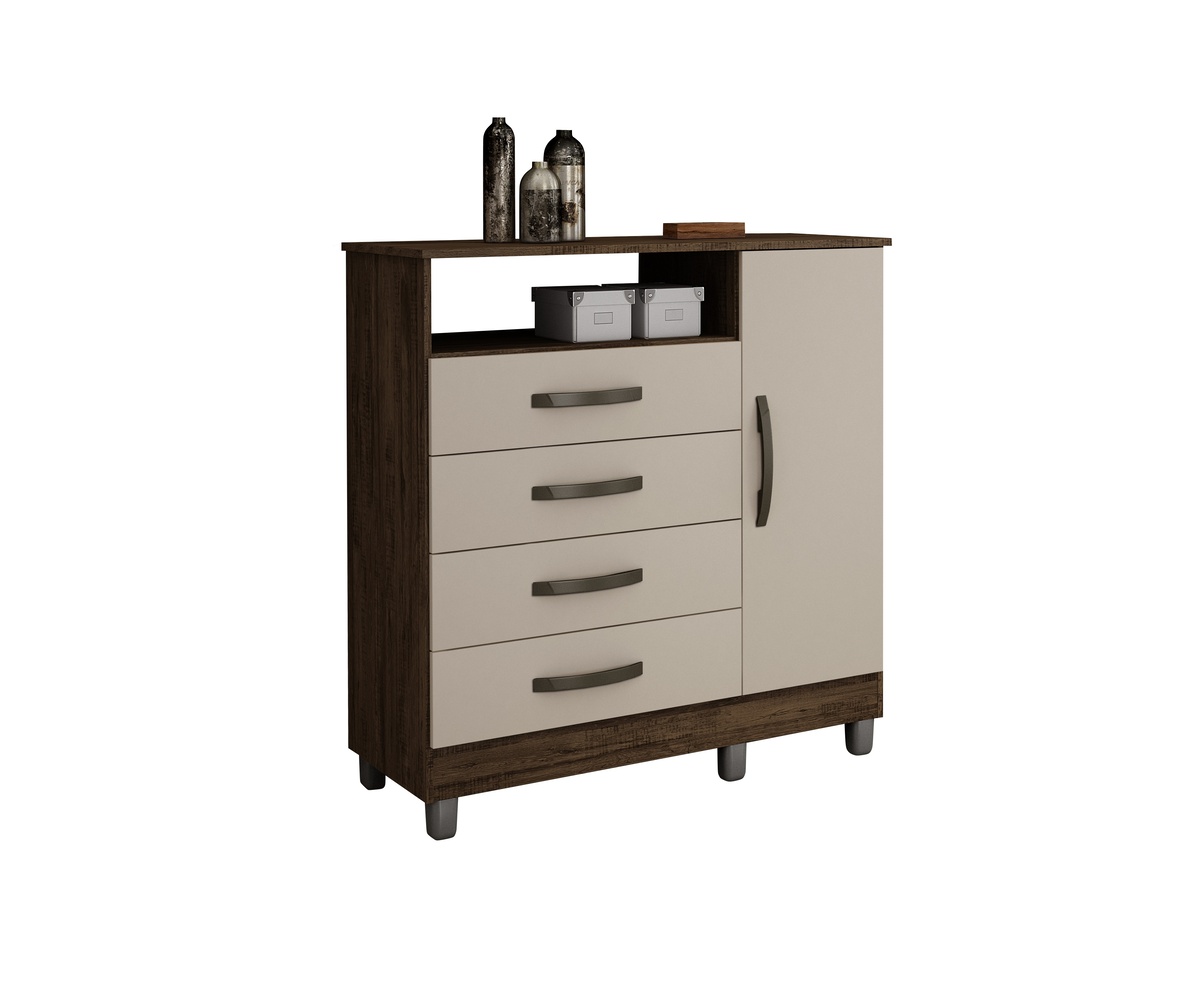 Comoda 4 Gavetas com Sapateira Paris CHF Moveis Branco