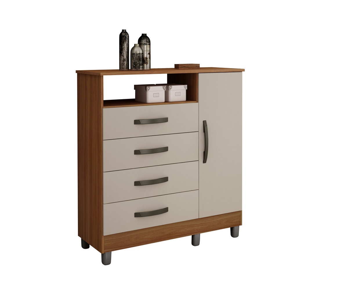 Comoda 4 Gavetas com Sapateira Paris CHF Moveis Branco