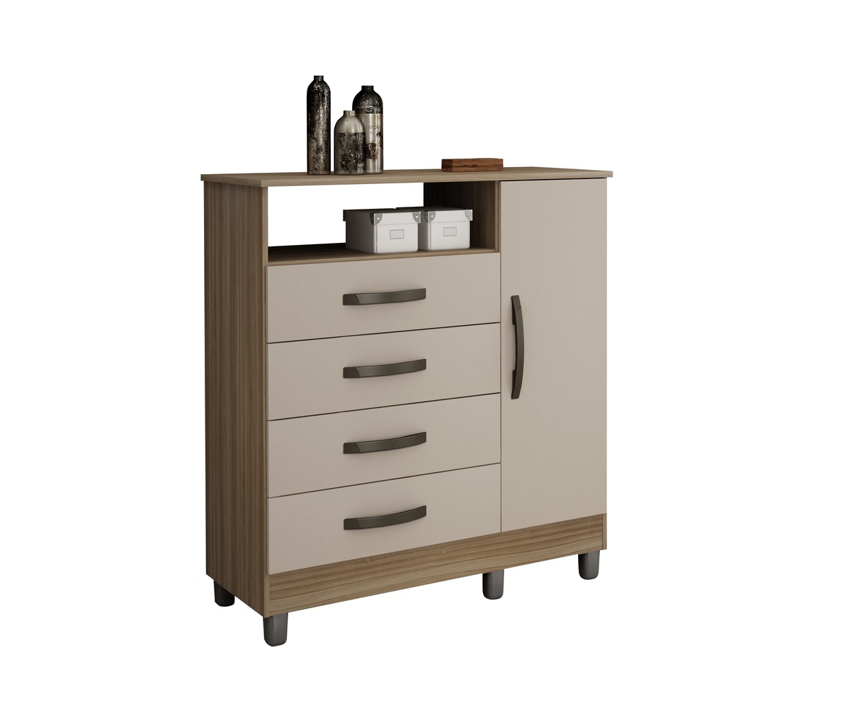 Comoda 4 Gavetas com Sapateira Paris CHF Moveis Branco