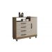 Comoda 4 Gavetas com Sapateira Paris CHF Moveis Cedro/Off White