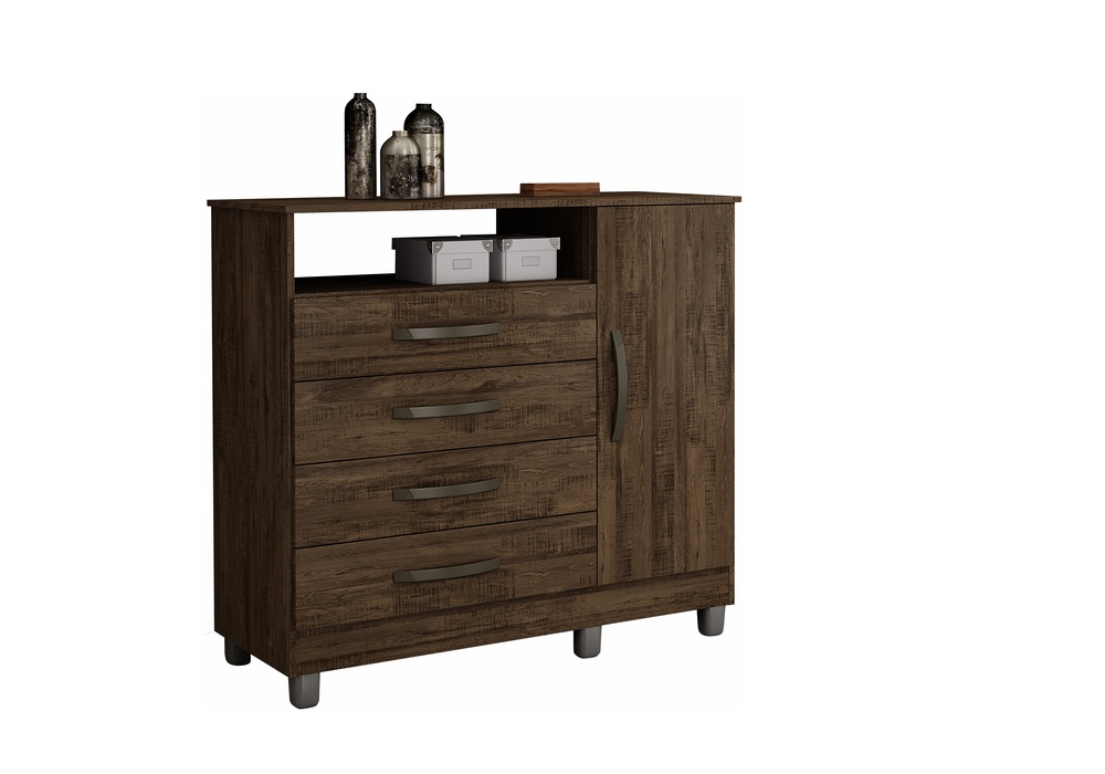 Comoda 4 Gavetas com Sapateira Paris CHF Moveis Imbuia