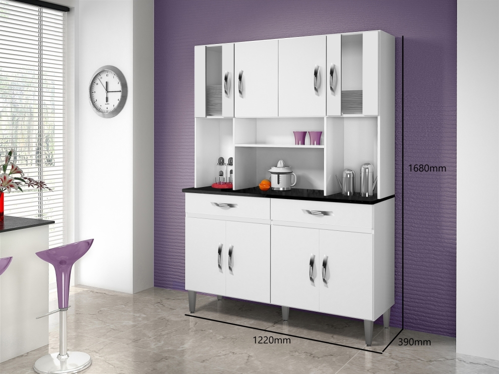 Cozinha Compacta 8 Portas 2 Gavetas Ventura CHF Moveis Branco