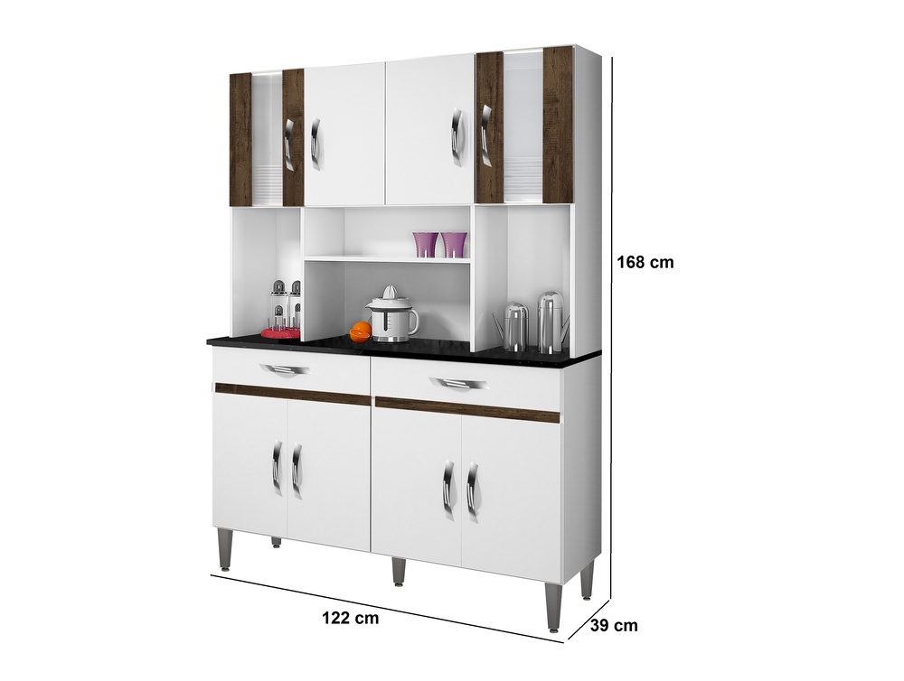 Cozinha Compacta 8 Portas 2 Gavetas Ventura CHF Moveis Branco/Imbuia