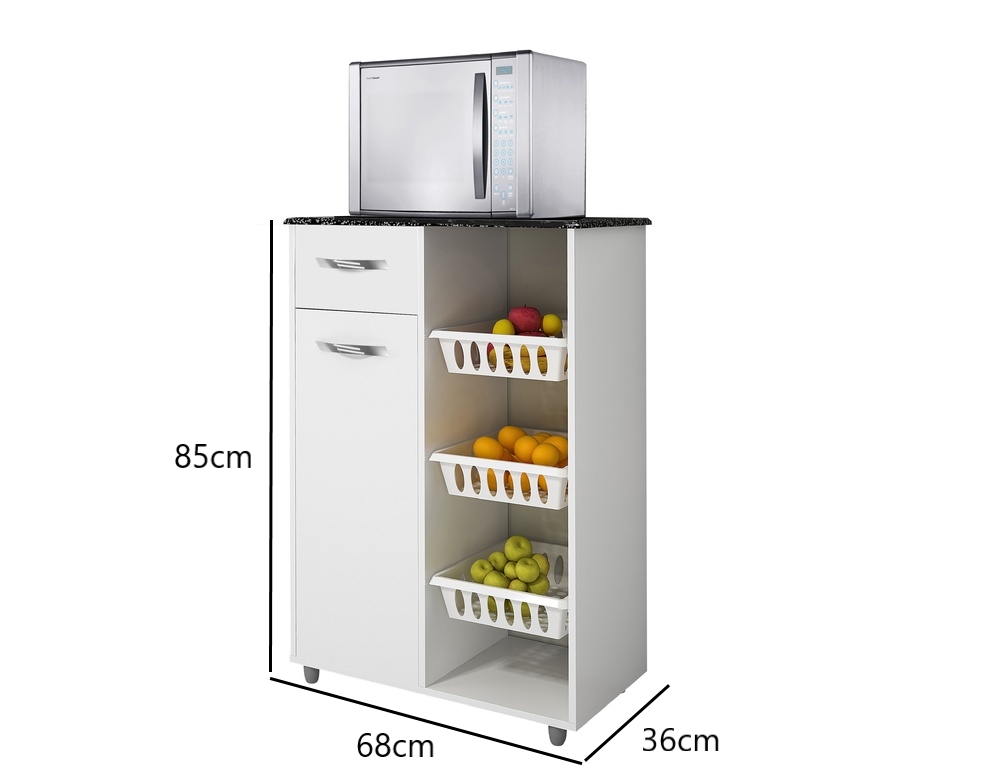 Fruteira Multiuso 1 Porta 1 Gaveta Nova Croácia CHF Moveis Branco