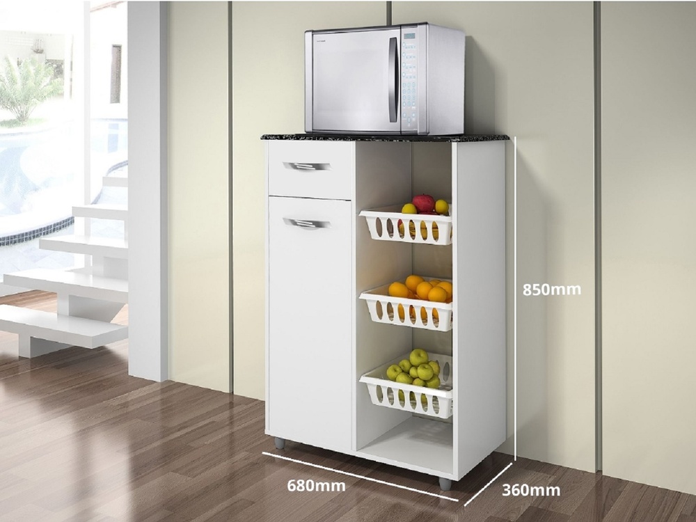 Fruteira Multiuso 1 Porta 1 Gaveta Nova Croácia CHF Moveis Branco