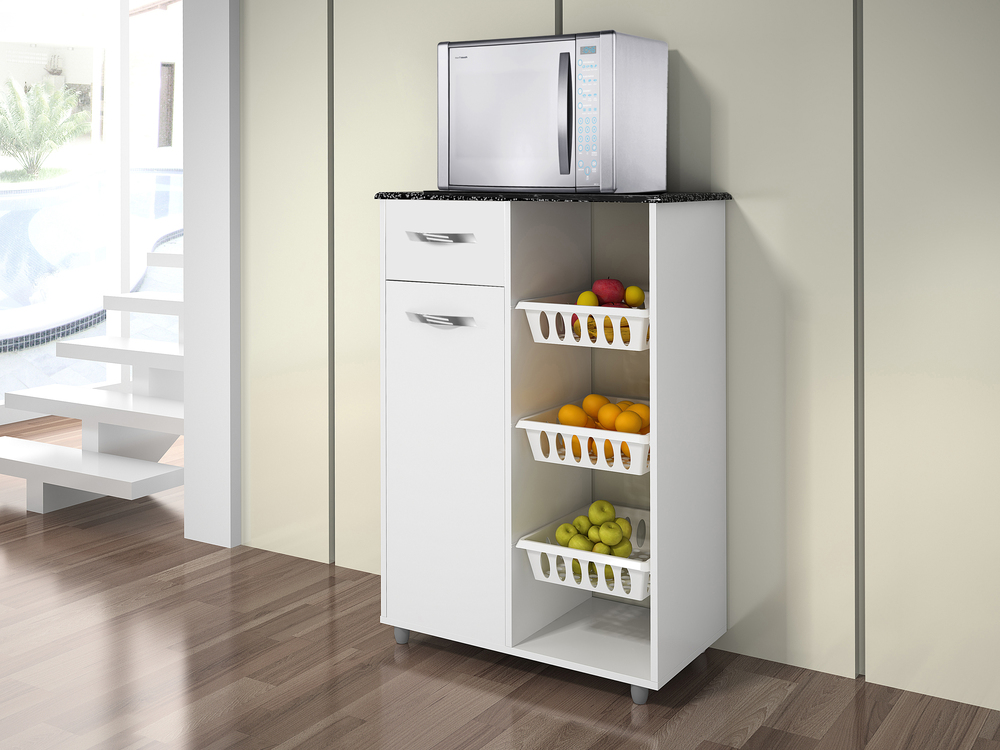 Fruteira Multiuso 1 Porta 1 Gaveta Nova Croácia CHF Moveis Branco