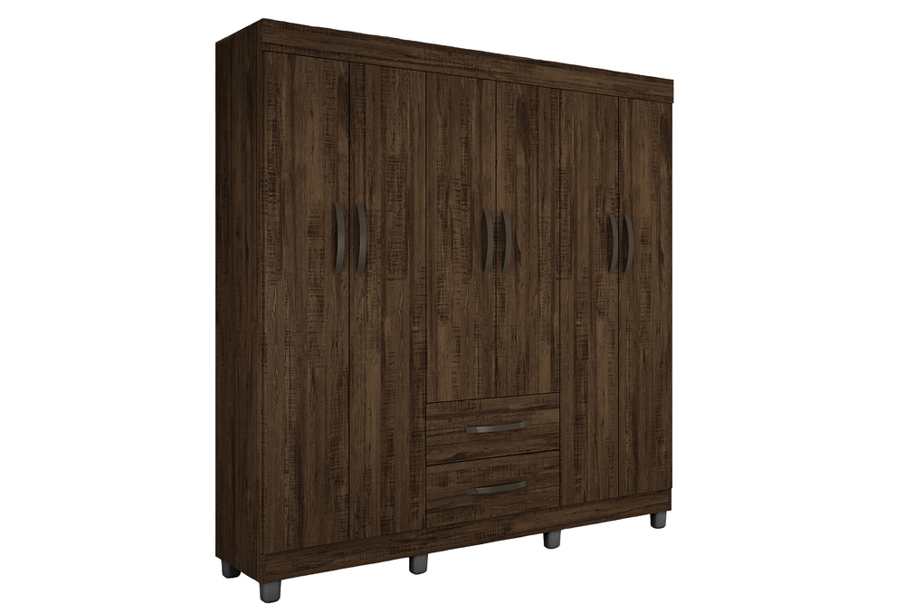 Guarda Roupa Casal 6 Portas 2 Gavetas Paris CHF Moveis Imbuia