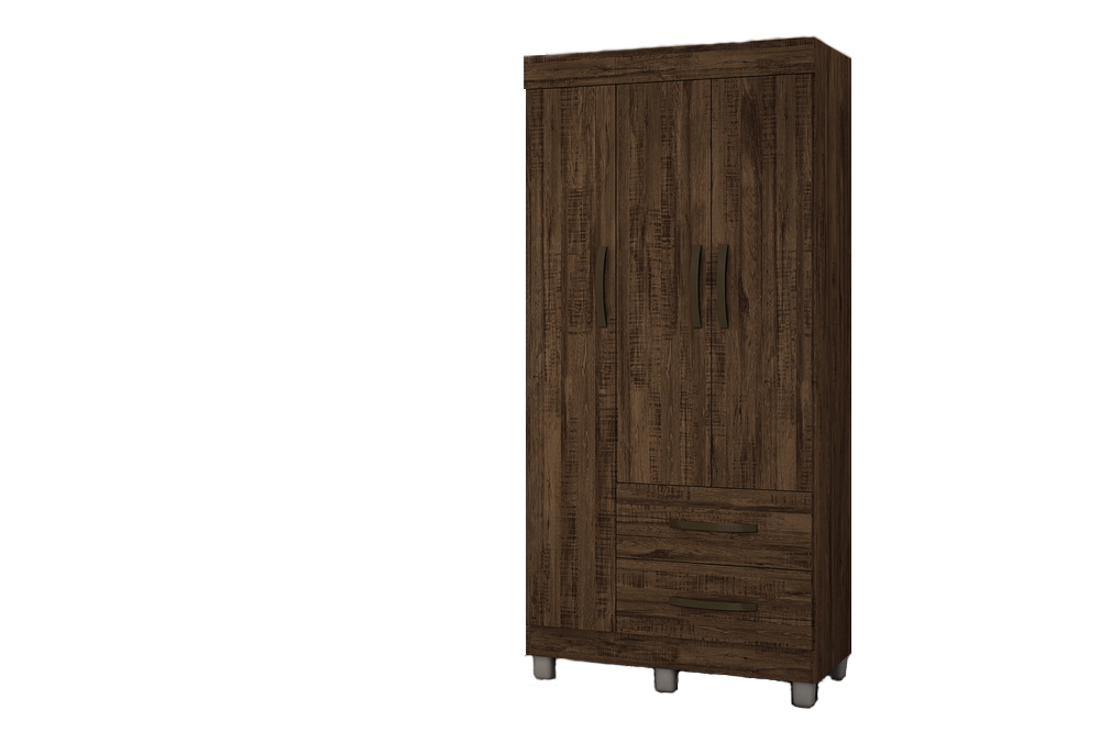 Guarda-Roupa Solteiro 3 Portas 2 Gavetas Paris CHF Moveis Imbuia