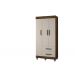 Guarda-Roupa Solteiro 3 Portas 2 Gavetas Paris CHF Moveis Imbuia/Off White