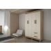 Guarda Roupa Solteiro 4 Portas 2 Gavetas Paris CHF Moveis Cedro/Off White