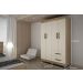 Guarda Roupa Solteiro 4 Portas 2 Gavetas Paris CHF Moveis Cedro/Off White