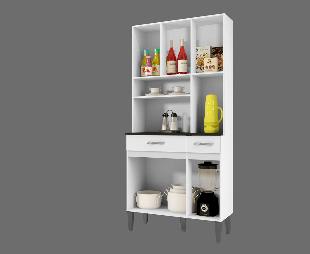 Kit Cozinha 6 Portas 2 Gavetas Onix CHF Moveis Branco