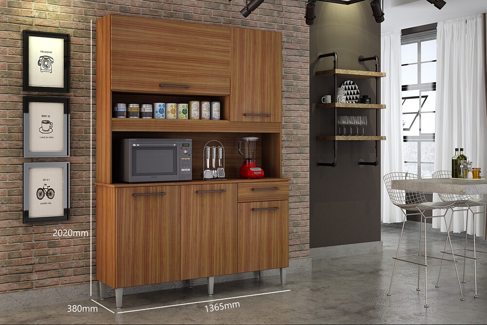 Kit Cozinha Compacta 5 Portas Esmeralda CHF Moveis Carvalho