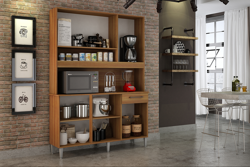 Kit Cozinha Compacta 5 Portas Esmeralda CHF Moveis Carvalho