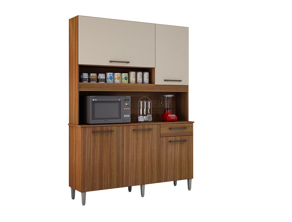 Kit Cozinha Compacta 5 Portas Esmeralda CHF Moveis Carvalho/Off White