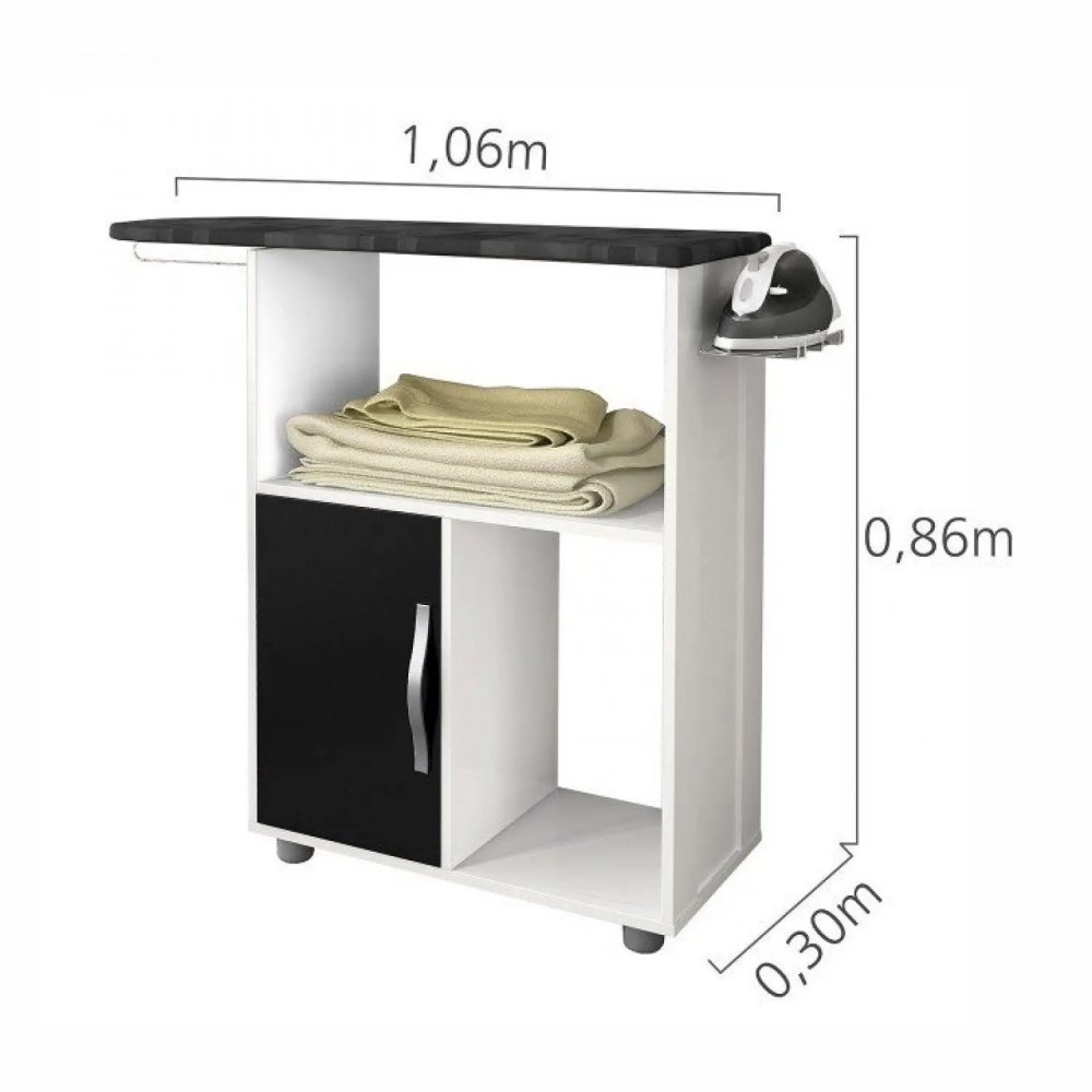 Tábua de Passar com Porta Dakar CHF Moveis Branco/Preto