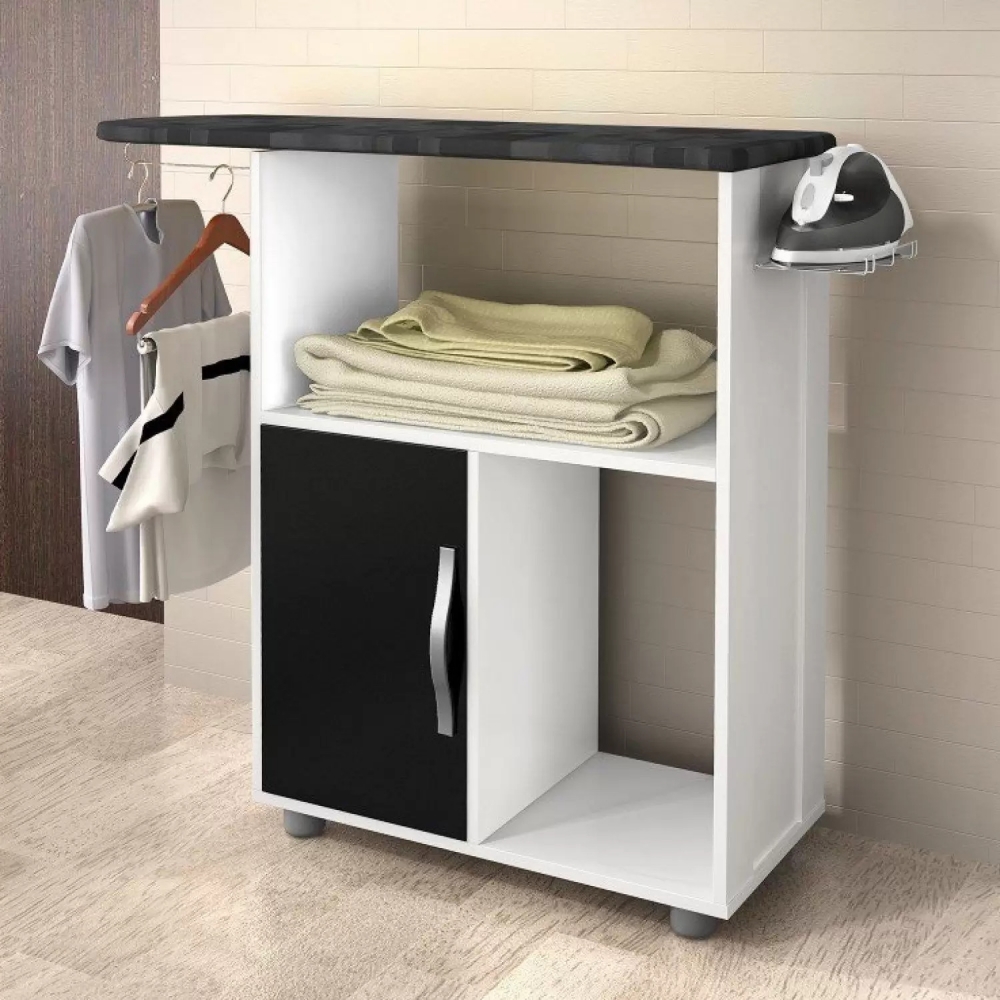 Tábua de Passar com Porta Dakar CHF Moveis Branco/Preto